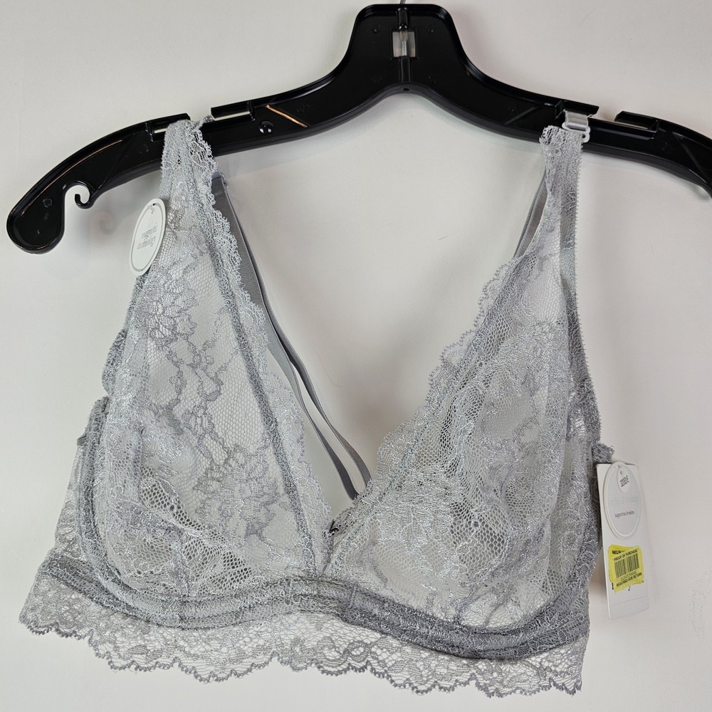 Le Mystere Women's Gray Lace Perfect 10 Bralette Magnetic Size 32DD 32E NWT